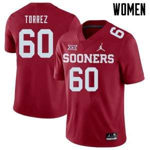 Women Matt Torrez Crimson OU Jordan Brand College Football #60 Jersey 421657-107