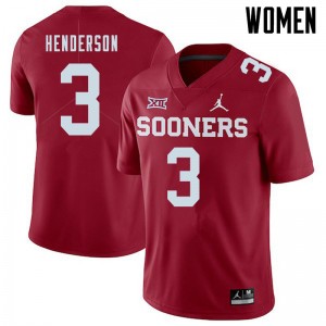 Women Mikey Henderson Crimson Sooners Jordan Brand College Football #3 Jersey 461020-618