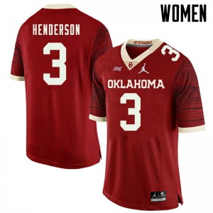 Women Mikey Henderson Retro Oklahoma Sooners Jordan Brand College Football #3 Jersey 490299-879