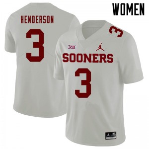 Women Mikey Henderson White OU Jordan Brand College Football #3 Jersey 665063-187