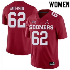 Women Nate Anderson Crimson Oklahoma College Football #62 Jersey 596763-593