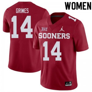 Women Reggie Grimes Crimson Oklahoma Sooners College Football #14 Jersey 150506-350
