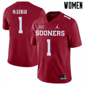 Women Seth McGowan Crimson OU Sooners Jordan Brand College Football #1 Jersey 510043-402