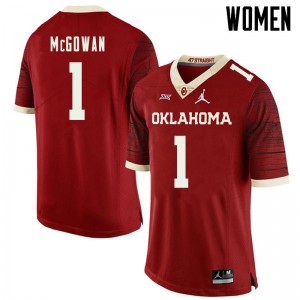Women Seth McGowan Retro Oklahoma Jordan Brand College Football #1 Jersey 146481-110