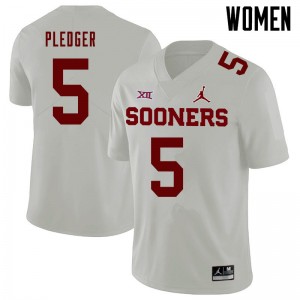 Women T.J. Pledger White Oklahoma Jordan Brand College Football #5 Jersey 255623-846