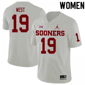 Women Trevon West White OU Sooners College Football #19 Jersey 985128-901