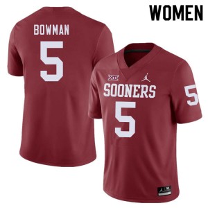 Women Billy Bowman Crimson Sooners College Football #5 Jersey 169859-159
