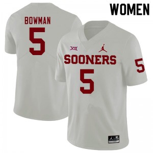 Women Billy Bowman White OU Sooners College Football #5 Jersey 822459-677