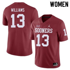 Women Caleb Williams Crimson Sooners College Football #13 Jersey 489209-244