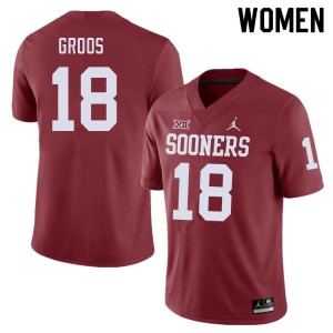Women Carsten Groos Crimson Sooners College Football #18 Jersey 519360-920