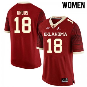 Women Carsten Groos Retro Sooners College Football #18 Jersey 369415-689
