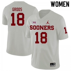 Women Carsten Groos White Sooners College Football #18 Jersey 602732-129