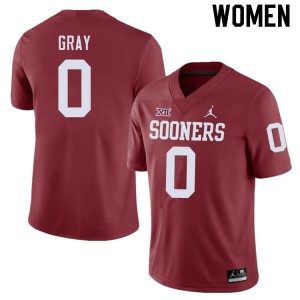 Women Eric Gray Crimson Oklahoma College Football #0 Jersey 251474-945