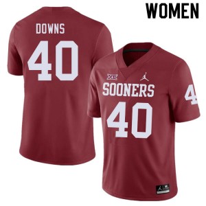 Women Ethan Downs Crimson OU College Football #40 Jersey 194184-281
