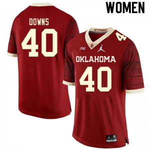 Women Ethan Downs Retro Oklahoma College Football #40 Jersey 501378-823