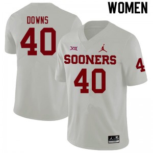 Women Ethan Downs White Sooners College Football #40 Jersey 157520-971