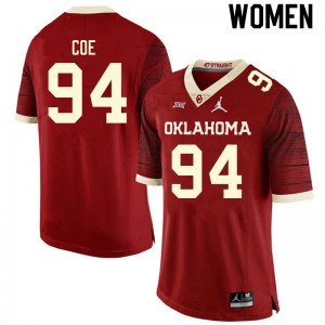 Women Isaiah Coe Retro Oklahoma Sooners College Football #94 Jersey 561349-677
