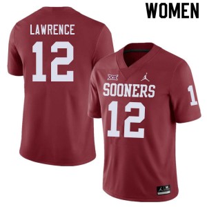 Women Key Lawrence Crimson Oklahoma Sooners College Football #12 Jersey 541452-388