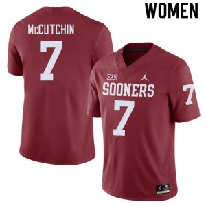 Women Latrell McCutchin Crimson Oklahoma College Football #7 Jersey 170570-306