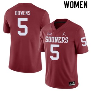 Women Micah Bowens Crimson Oklahoma College Football #5 Jersey 221721-686