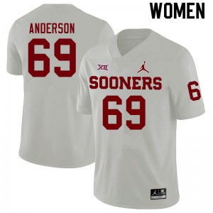 Women Nate Anderson White OU Sooners College Football #69 Jersey 540962-885