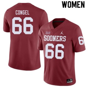 Women Robert Congel Crimson OU Sooners College Football #66 Jersey 770441-255