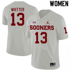 Women Shane Whitter White Oklahoma College Football #13 Jersey 530517-333