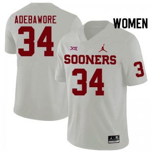 Women Adepoju Adebawore White Oklahoma College Football #34 Jersey 870962-592