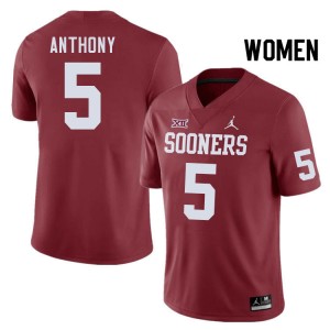 Women Andrel Anthony Crimson OU Sooners College Football #5 Jersey 297256-463