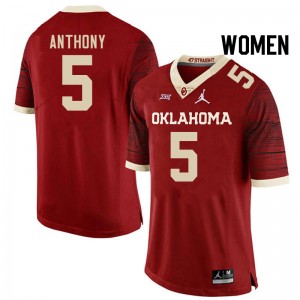 Women Andrel Anthony Retro Sooners College Football #5 Jersey 496051-572