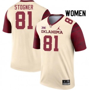 Women Austin Stogner Cream Oklahoma College Football #81 Jersey 841356-228