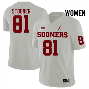 Women Austin Stogner White Oklahoma Sooners College Football #81 Jersey 288566-253