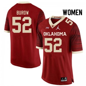 Women Avery Burow Retro Oklahoma College Football #52 Jersey 245402-982