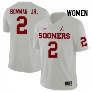 Women Billy Bowman Jr. White OU College Football #2 Jersey 165130-278