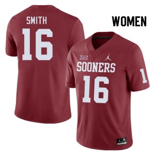 Women Blake Smith Crimson Oklahoma Sooners College Football #16 Jersey 462646-565