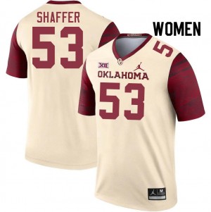 Women Caleb Shaffer Cream OU Sooners College Football #53 Jersey 418807-419