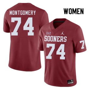 Women Cullen Montgomery Crimson OU Sooners College Football #74 Jersey 859190-172