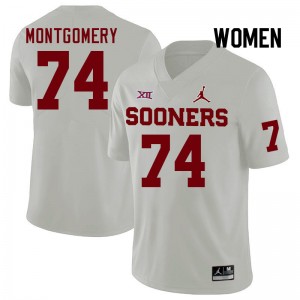 Women Cullen Montgomery White Oklahoma College Football #74 Jersey 782322-847