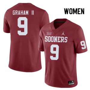 Women D.J. Graham II Crimson OU College Football #9 Jersey 409443-301