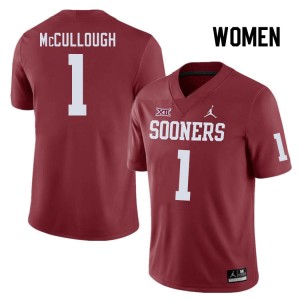 Women Dasan McCullough Crimson Oklahoma Sooners College Football #1 Jersey 532372-932
