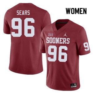 Women Davon Sears Crimson Oklahoma College Football #96 Jersey 242988-461