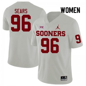 Women Davon Sears White OU Sooners College Football #96 Jersey 502421-401