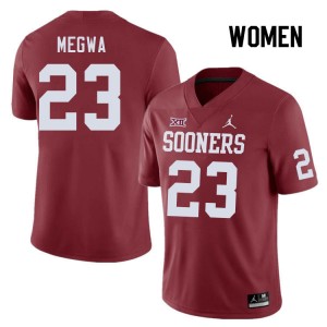 Women Emeka Megwa Crimson Oklahoma Sooners College Football #23 Jersey 580011-619