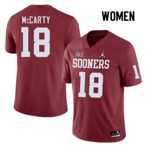 Women Erik McCarty Crimson OU College Football #18 Jersey 307940-592
