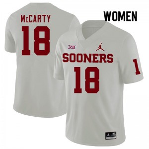 Women Erik McCarty White OU Sooners College Football #18 Jersey 242727-620