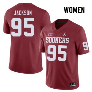 Women Evan Jackson Crimson OU Sooners College Football #95 Jersey 456171-787