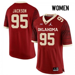 Women Evan Jackson Retro OU College Football #95 Jersey 175575-454