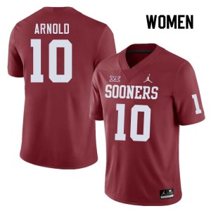 Women Jackson Arnold Crimson Sooners College Football #10 Jersey 430372-326