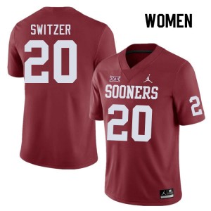 Women Jacob Switzer Crimson Sooners College Football #20 Jersey 188401-691