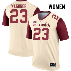 Women Jasiah Wagoner Cream Oklahoma Sooners College Football #23 Jersey 950058-453